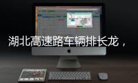 湖北高速路车辆排长龙
，工作人员沿途送食物