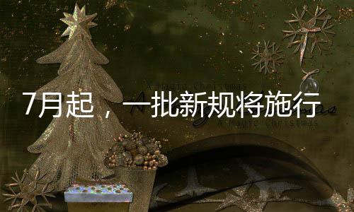 7月起7月起一批新规将施行